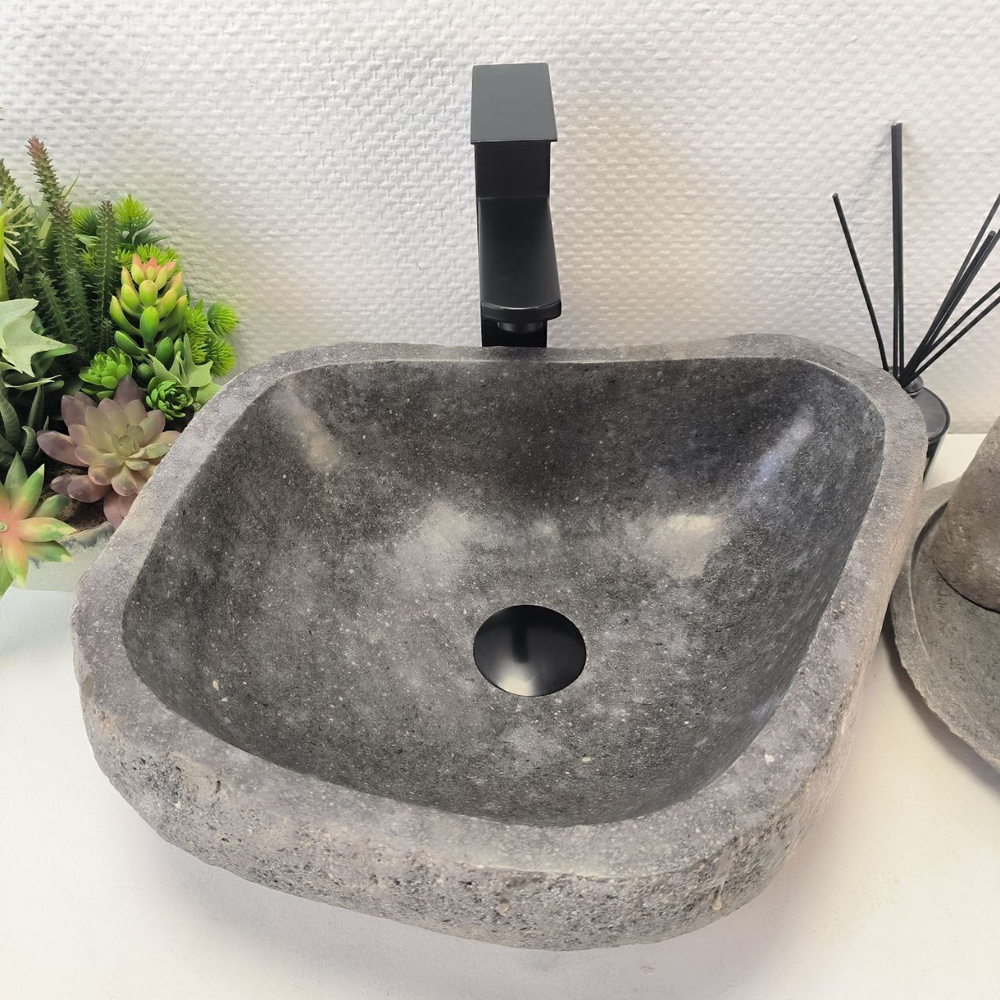 Каменная раковина из речного камня RS-63589 (42*35*14) 0122