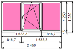 Пластиковое окно 1250 х 2450 ТермА Эко