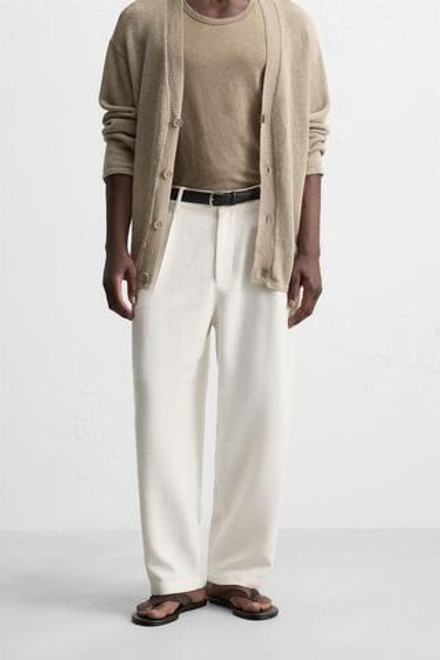ZARA БРЮКИ RELAXED FIT СО СКЛАДКАМИ, ЭКРЮ