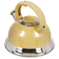 Чайник нерж, 3 л, свист, ручк с силик покр, Daniks, беж, M-014