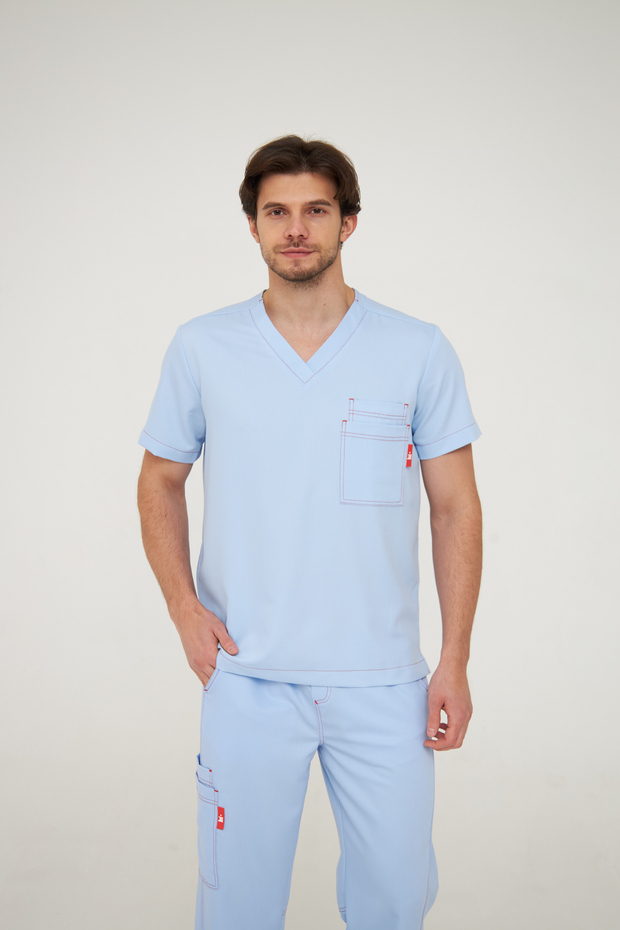 Топ медицинский мужской Гекай, скайблю OLD