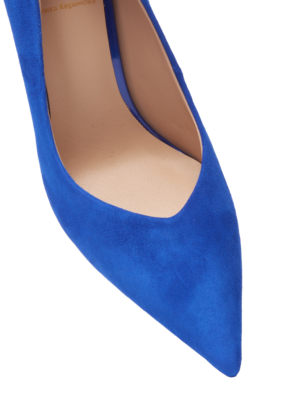 Женские туфли замшевые синие на бамбуковом каблуке