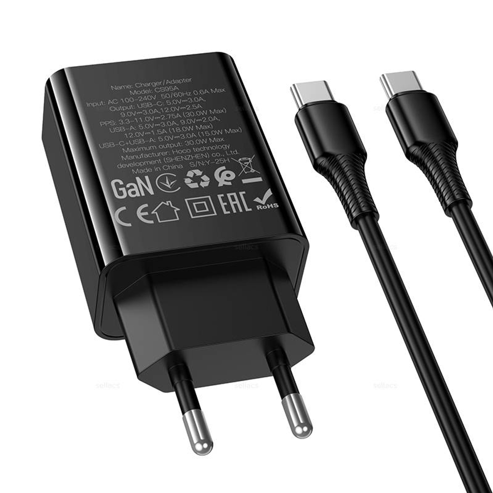 Hoco CS95A Leader PD30W+QC3.0 зарядное устройство набор (Type-C на Type-C)