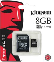 Карта памяти Kingston MicroSD (Class 10) 8gb + адаптер