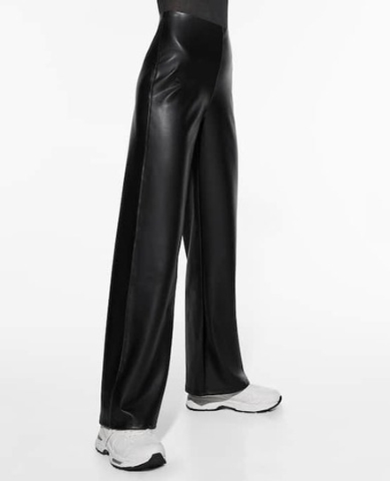 Oysho Брюки из искусственной кожи, черный