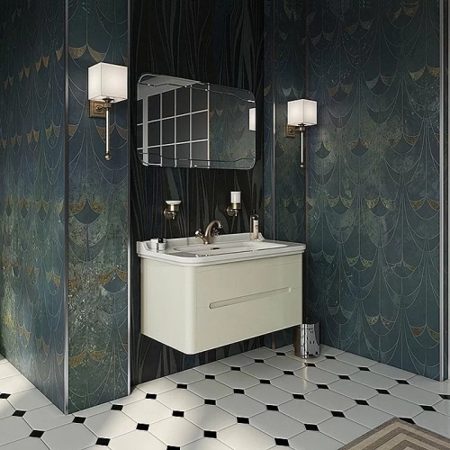 Тумба с раковиной Kerasan Waldorf 925530 Vaniglia matt 100 ваниль с 1 отверстием/заглушка бронза