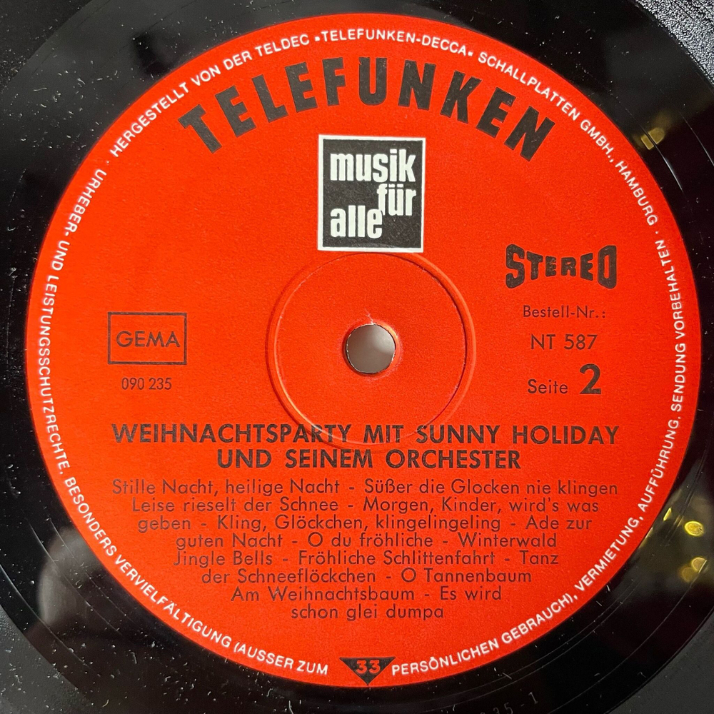 Винтажная виниловая пластинка LP Sunny Holiday Рождественнская Музыка Инструментальная Музыка (Germany 1977)