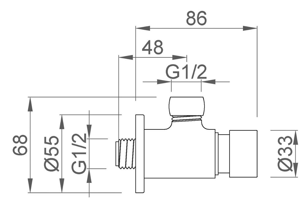 Кран для настенного душа с таймером. LEED расход. Плавный поток воды.07610.LS