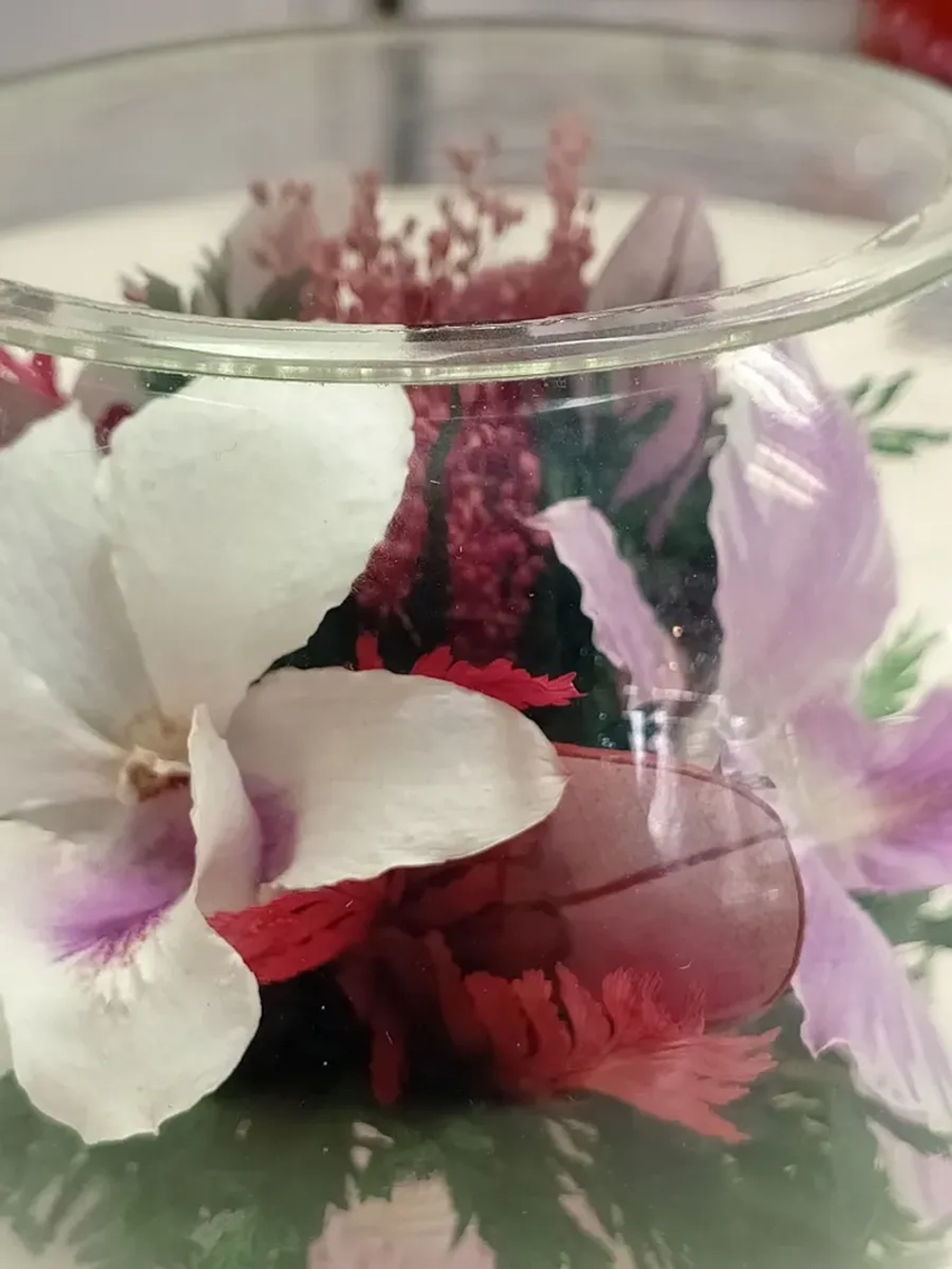 натуральные цветы в стекле, вакуум