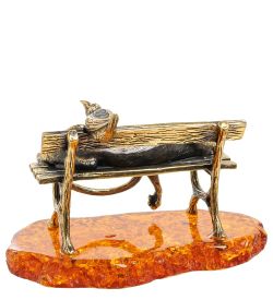Народные промыслы AM-1922 Фигурка «Кот Солнечный день» (латунь, янтарь)