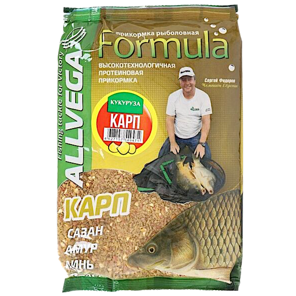 Прикормка рыб. Allvega Formula 0.9кг Carp Sweetcorn (карп кукуруза)