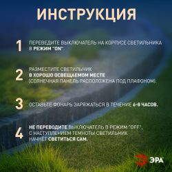 Уличный проектор ЭРА ERAPR024-01 на солнечной батарее пластик 34 см