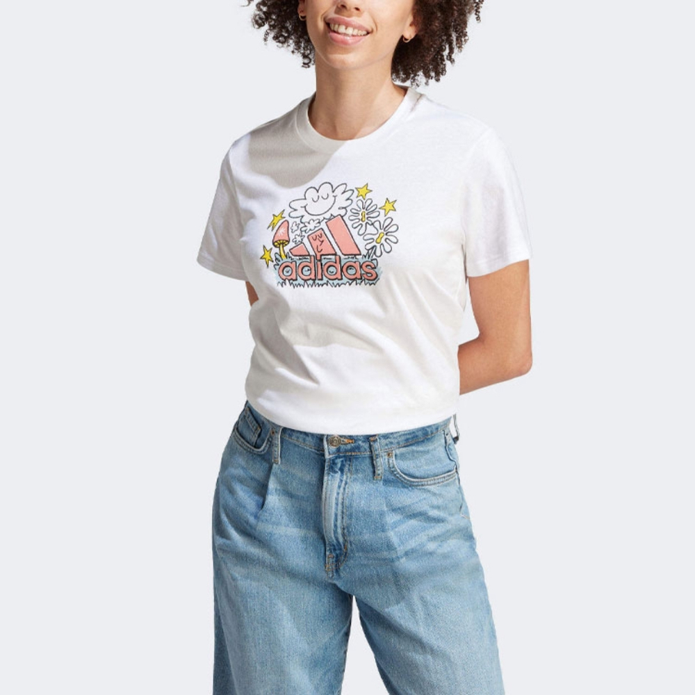 Футболка Adidas Doodie Logo женская, бел.