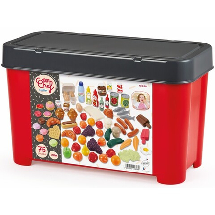 Ecoiffier 100% Chef - набор продуктов в коробке + 75 аксессуаров 12608