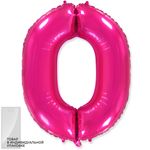 Шар (40"/102 см) Цифра, 0, Фуше, 1 шт. в упак.