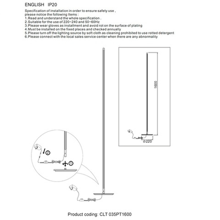 Торшер Crystal Lux CLT 035PT1600 GO