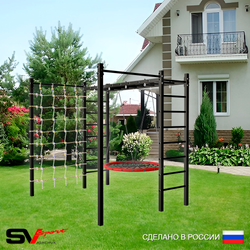 Уличная шведская стенка Sv Sport рукоход с комплектом турник прямой 2шт У5026 (Гнездо 80см/Сетка)