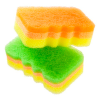 Трехслойная губка для мытья посуды (мягкий верхний слой и эффект образования обильной пены) Kikulon Awadasu Sponge Scourer Non Scratch 4шт