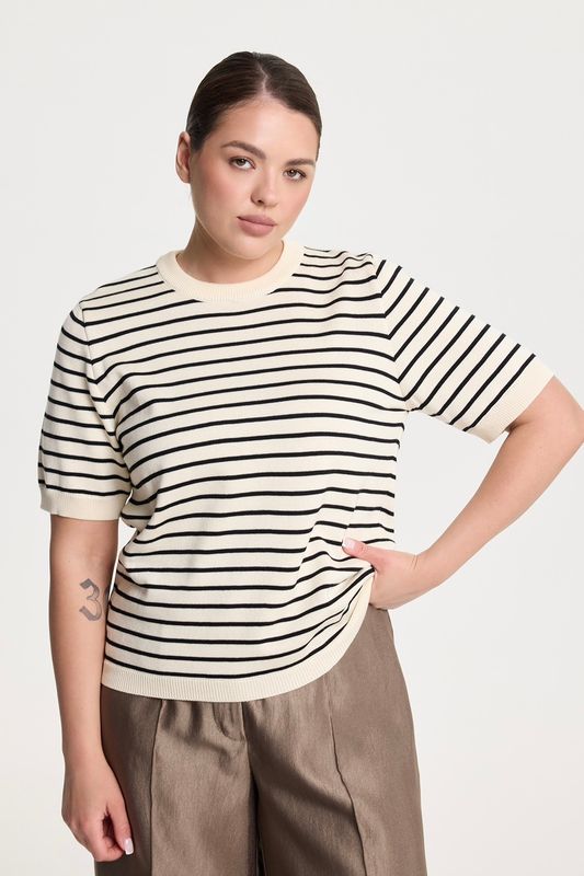 Тельняшка вязаная с коротким рукавом, сливочный