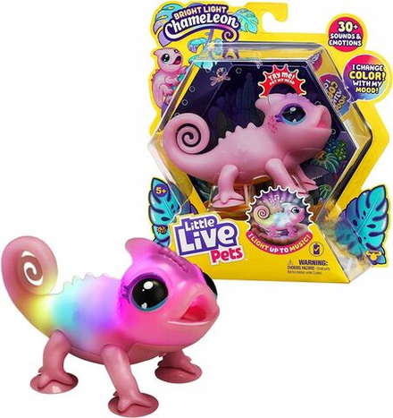 Интерактивная игрушка Little Live Pets Интерактивный светящийся хамелеон Розовый 26365