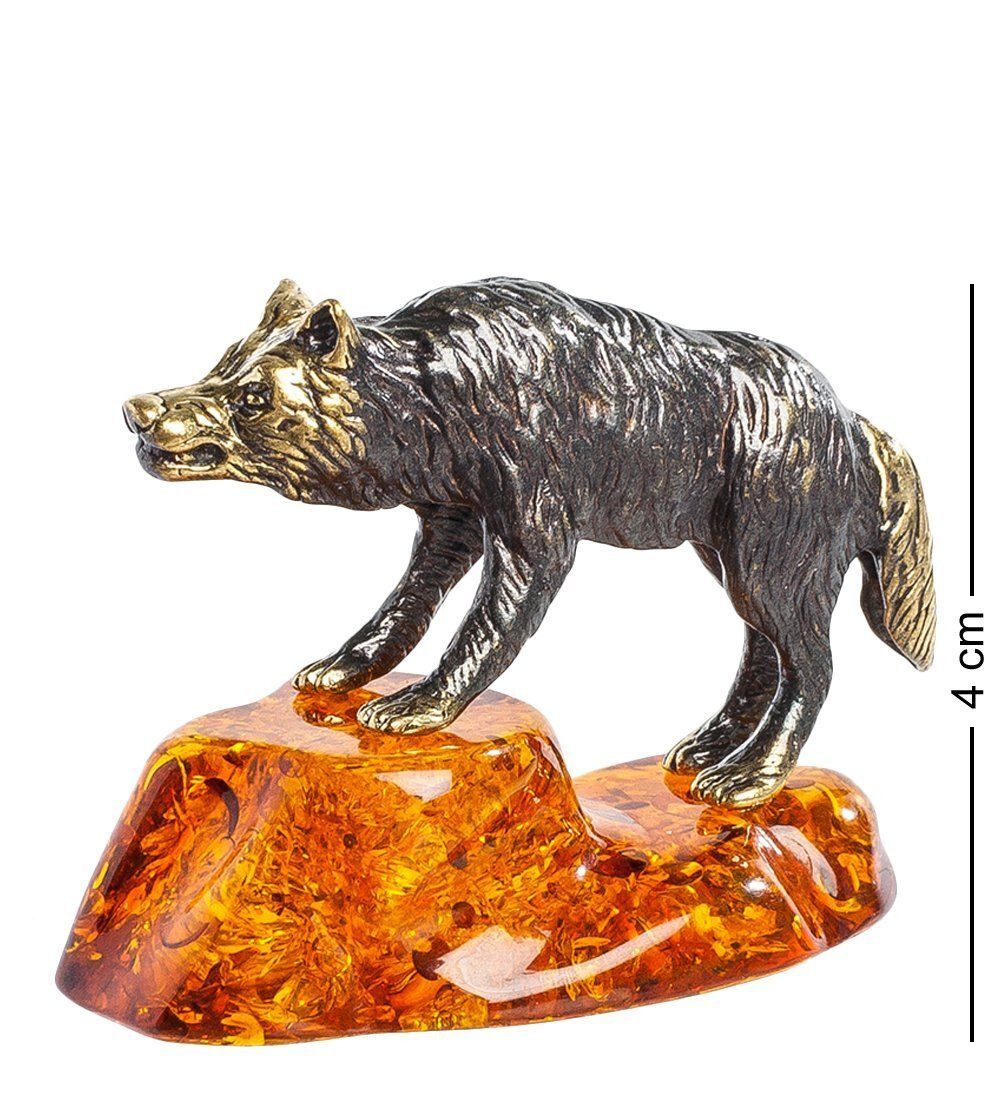 Народные промыслы AM- 968 Фигурка «Волк» (латунь, янтарь)