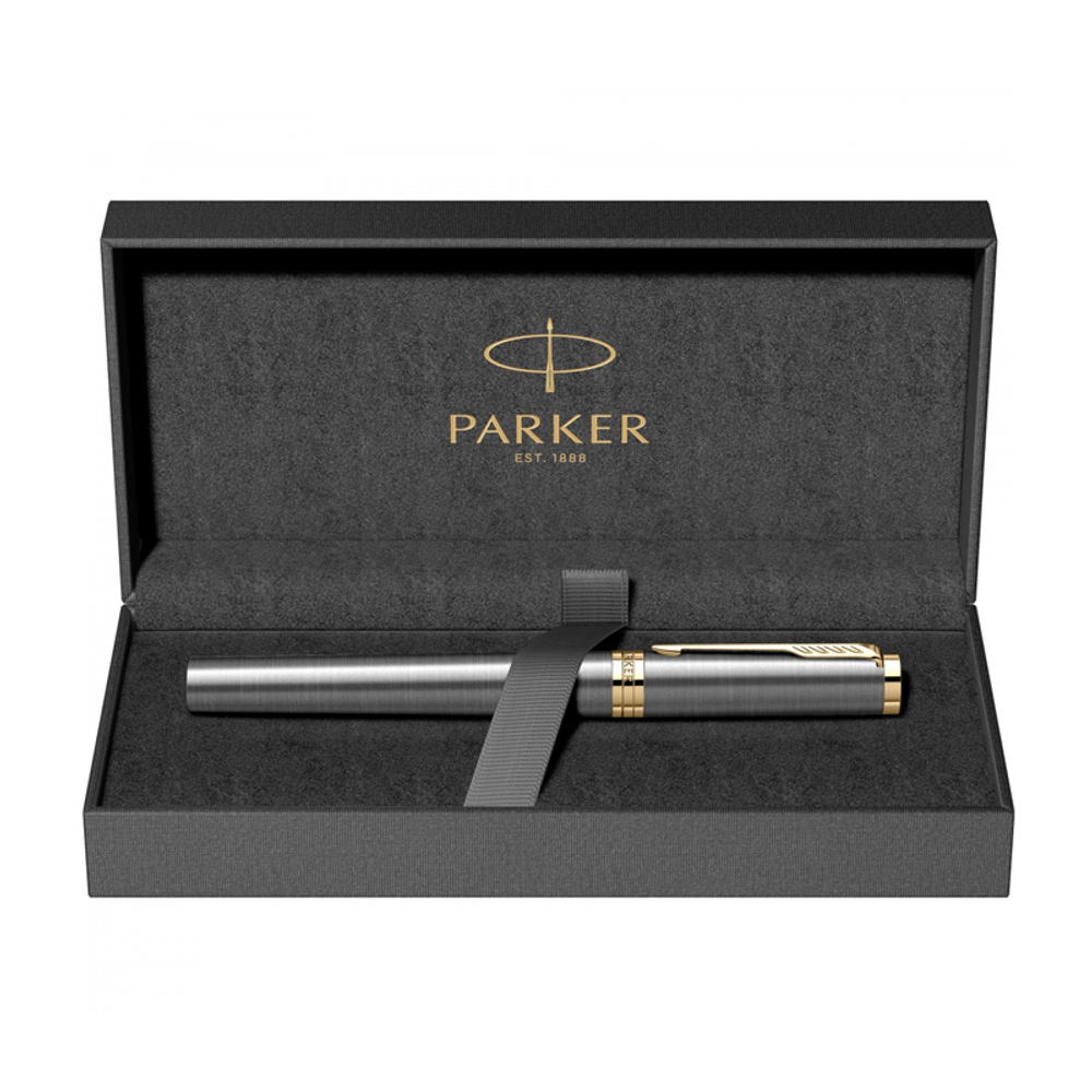 Ручка роллер Parker Ingenuity Grey Core GT (2213727) F черн. черн. подар.кор.