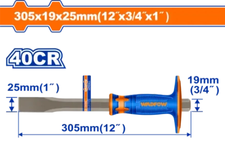 Зубило плоское с протектором WADFOW WCC2312 25х19х305 мм