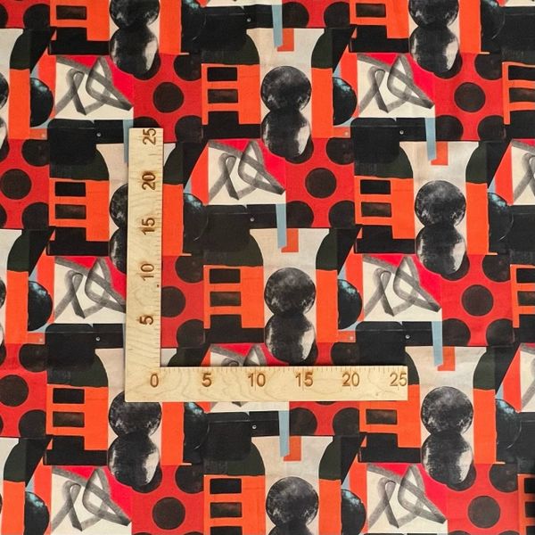 АРТ АБСТРАКЦИЯ, ОРАНЖЕВО-ЧЕРНЫЙ - 100% ХЛОПОК 5