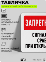 Табличка для частной территории "Запретная зона, сигнализация сработает при открытии дверей", на дом, для участка, организаций и частных территорий, 40х30 см, Silver Plane x Айдентика Технолоджи