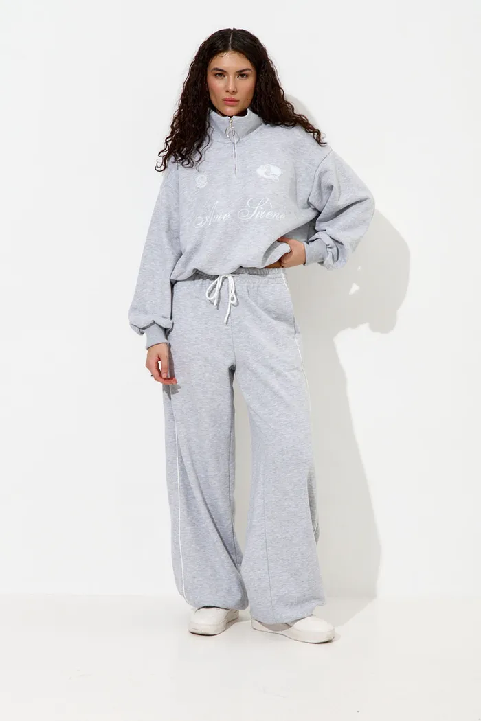 Олимпийка с короткой молнией "Âme Sirène" цвета серый меланж