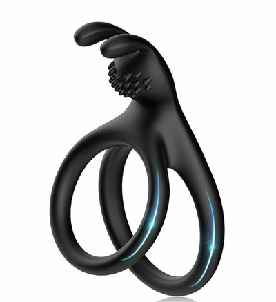 Черное эрекционное кольцо с подхватом мошонки (Цвет: черный)