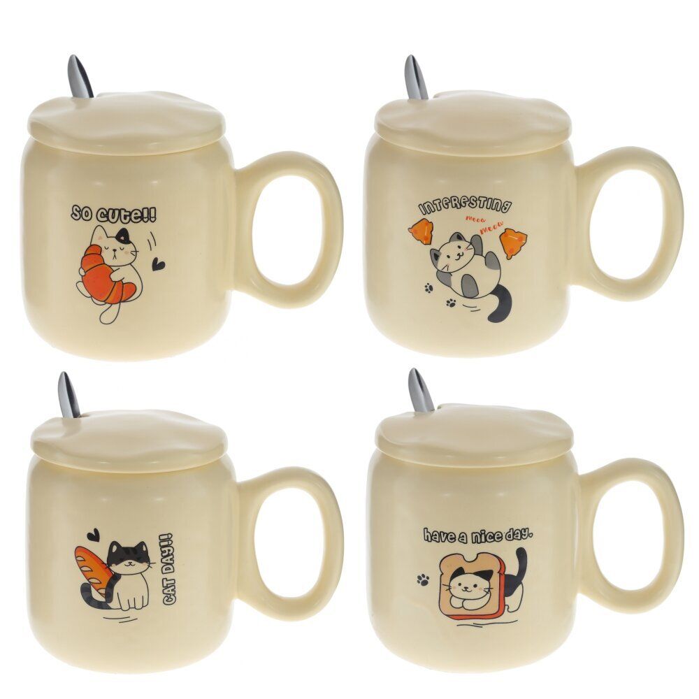 GAEM Кружка с крышкой и ложкой, 450 мл, L14 W9 H12 см, 2в.