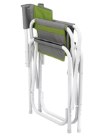 Кресло раскладное Nisus с откидывающим столиком.140кг, карман (алюм. д25) зеленый ромб/серый (N-DC-95200T-K-GG)