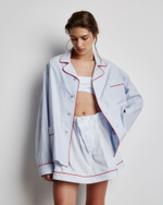 Лиф из хлопка Гуччи в полоску голубой/белый