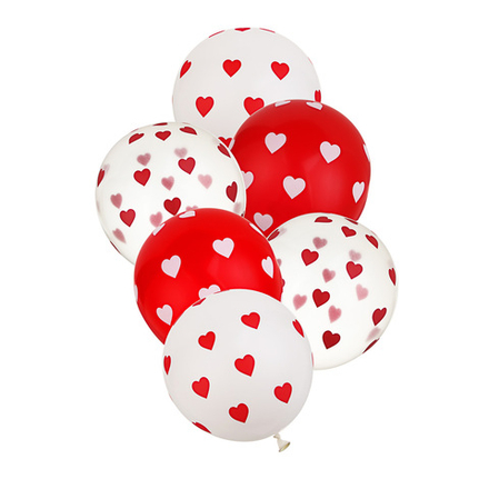 Набор воздушных шаров тм Fntastic 6 шт, 12" с сердечками
