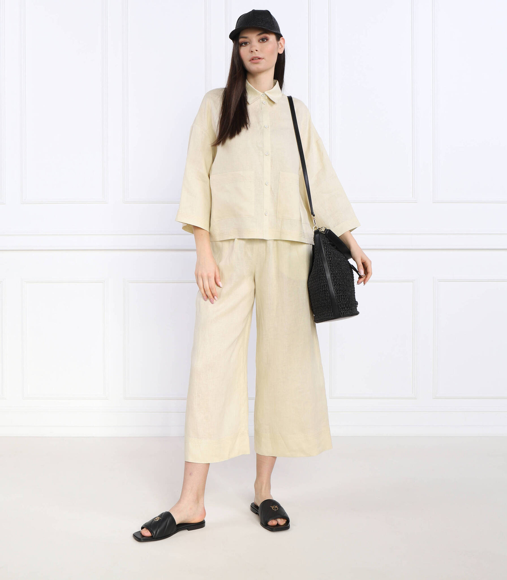 Льняная рубашка ANGORA Max Mara Leisure - бежевый(311103366)