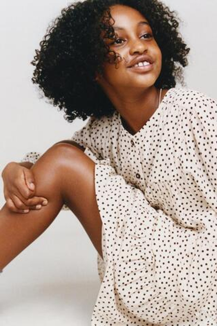 ZARA ПЛАТЬЕ В ГОРОШЕК, ЭКРЮ/ЧЕРНЫЙ