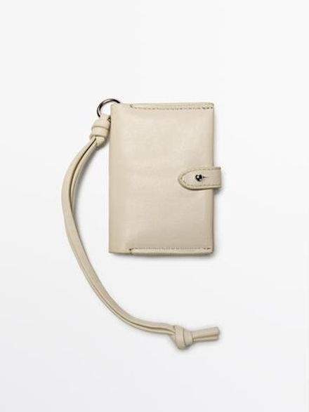 Massimo Dutti Визитница из кожи наппа в виде подвески, кротово-коричневый