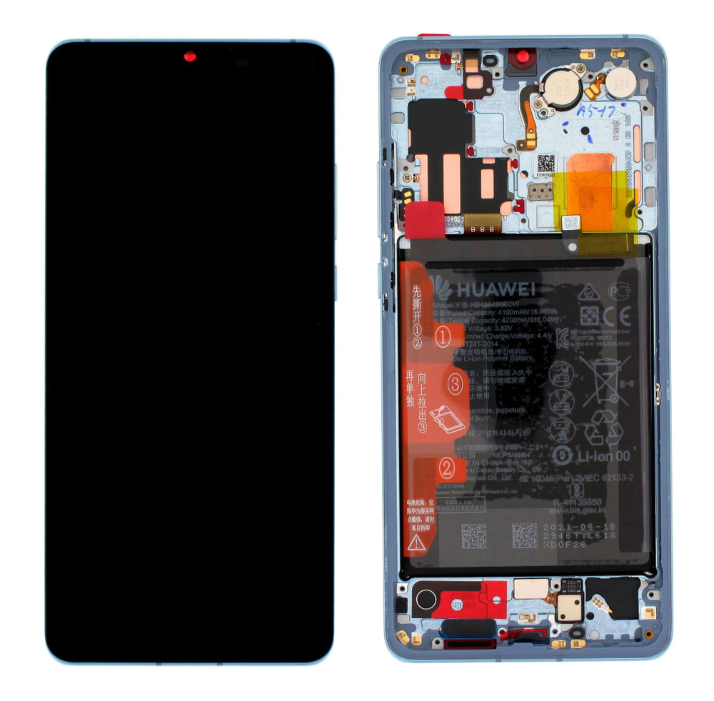 Huawei P30 Pro (VOG-L09) / (VOG-L29) Дисплей (в сборе с тачскрином и аккумулятором) (в рамке) (ORIG-SP)