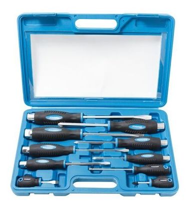 Набор отверток силовых магнитных ''Profi''10пр.(SL:6.5х38мм,5.5х100мм,6.5х125мм, PH:1х38мм,1х75мм,2х125мм,3х125мм+магнит телескоп. 190-550мм)в кейсе Forsage F-7010