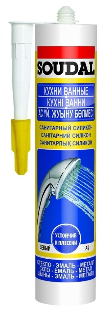 Герметик силикон. Soudal санитарный бесцветн. 280мл  105897