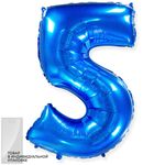 Шар (40"/102 см) Цифра, 5, Синий, 1 шт. в упак.