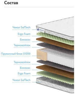 Dreamline Medium Foam  Massage 1000, независимые пружины