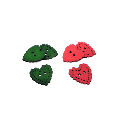 Пуговица №192 "Сердце" красн/зелен.