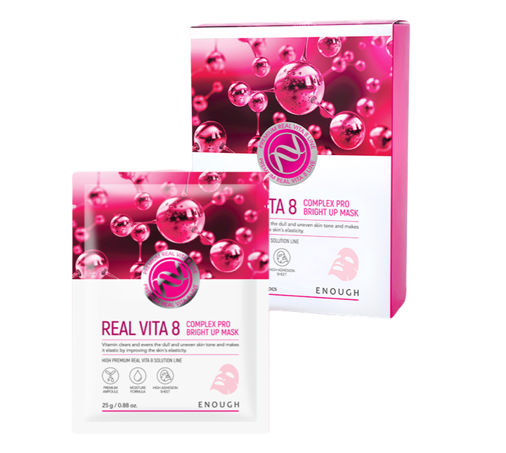 Маска тканевая для лица Enough Premium Real Vita 8 Complex Pro Bright Up Mask Комплекс витаминов 25 г