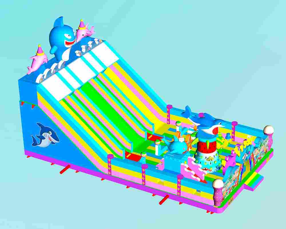 Коммерческий надувной батут «В гостях у акулы», 18*10*7 м