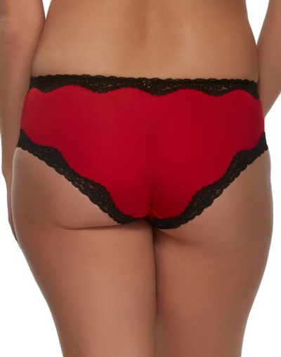 Трусы-хипстеры с контрастной кружевной отделкой (Размер: XL) (Цвет: красный)