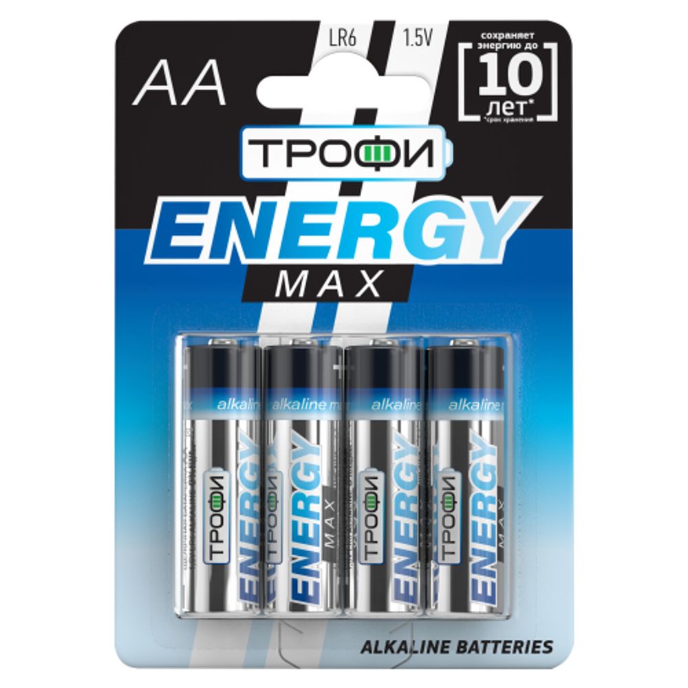 Батарейки Трофи LR6-4BL ENERGY MAX Alkaline | Трофи