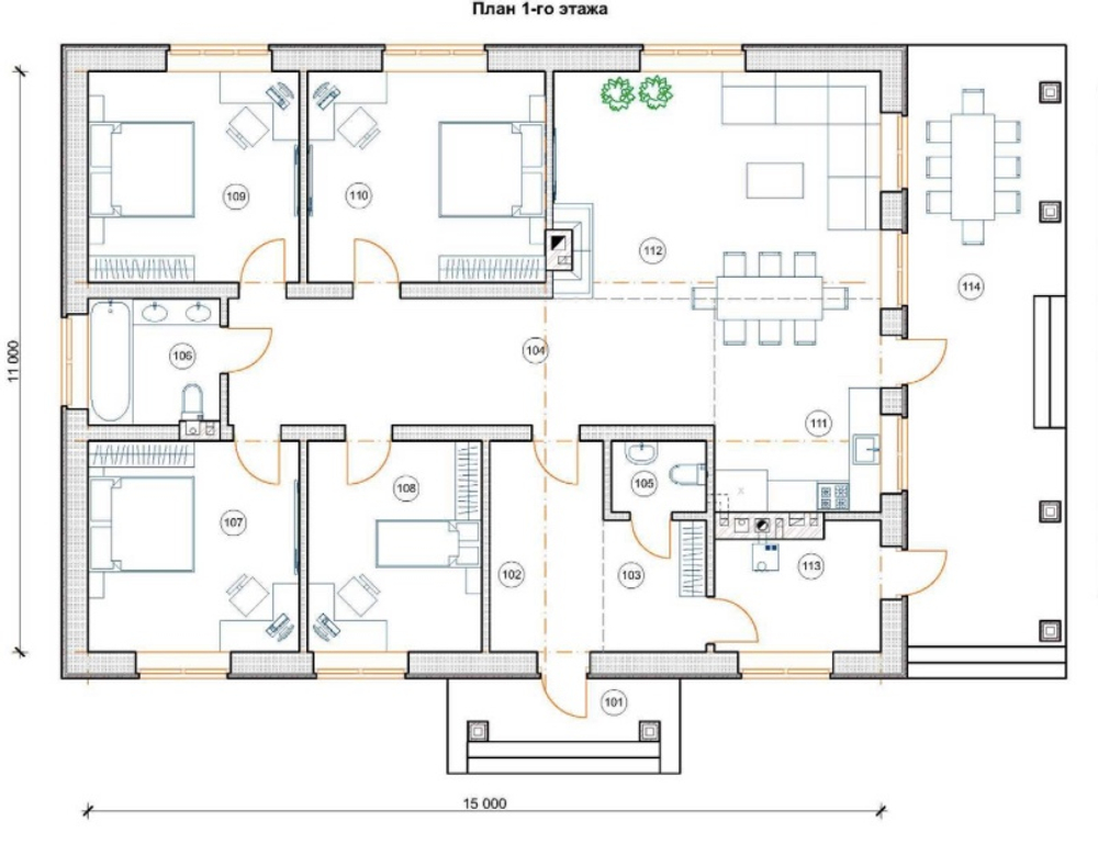Проект Дома Классика 153 кв. м одноэтажный К-34