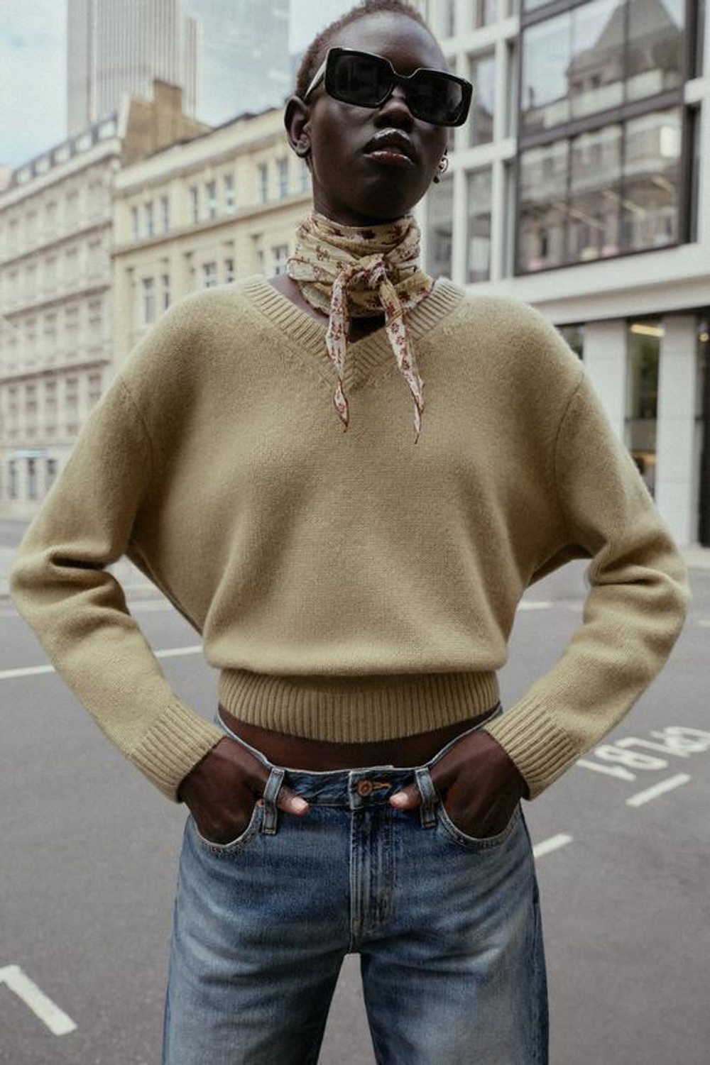 ZARA УКОРОЧЕННЫЕ ДЖИНСЫ Z 1975 СО СРЕДНЕЙ ПОСАДКОЙ, СИНИЙ